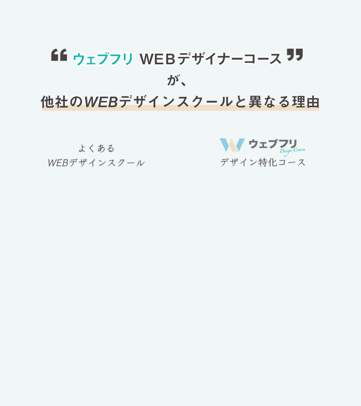 ウェブフリWEBデザイナーコースが、他社のWEBデザインスクールと異なる理由